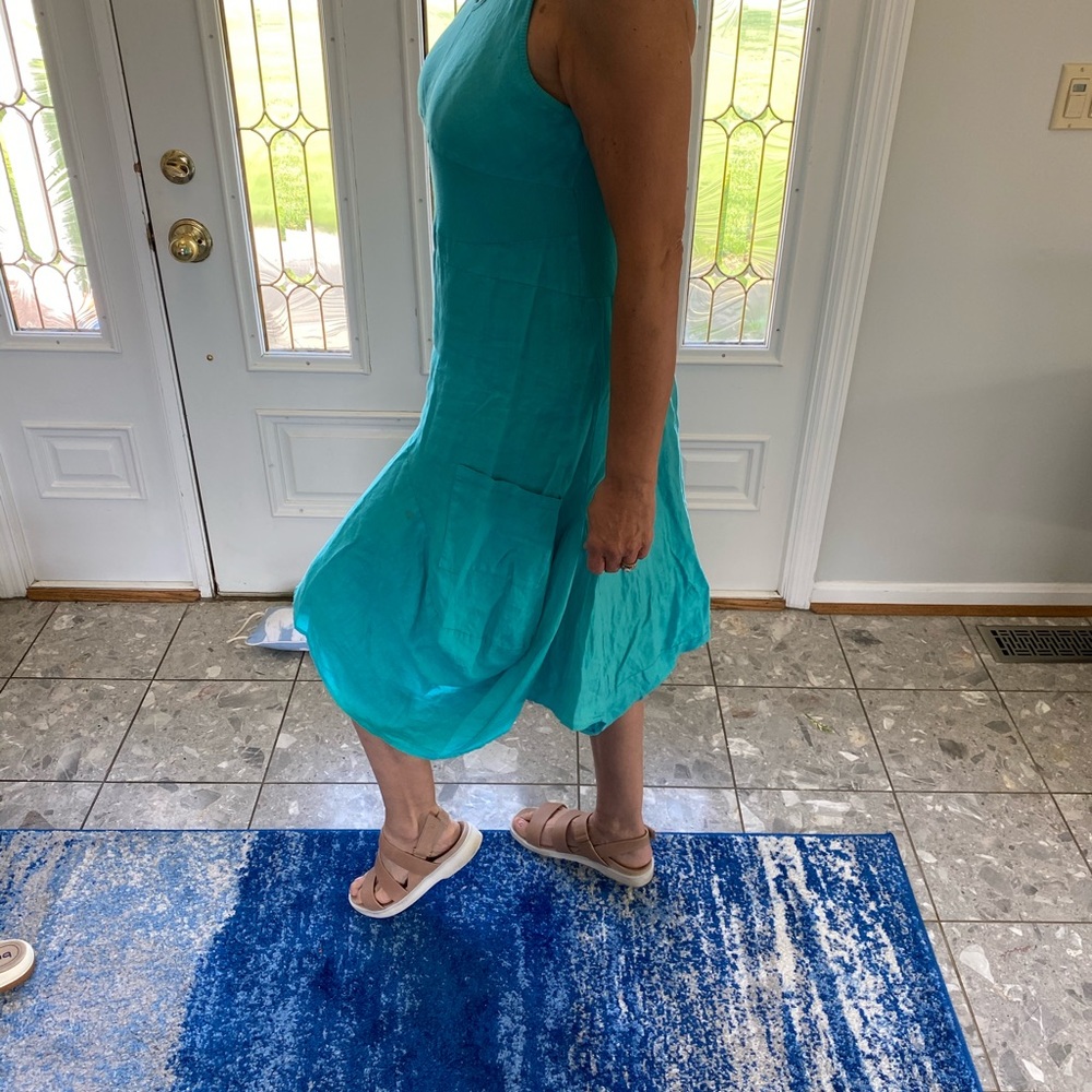Teal lightweight linen sundress